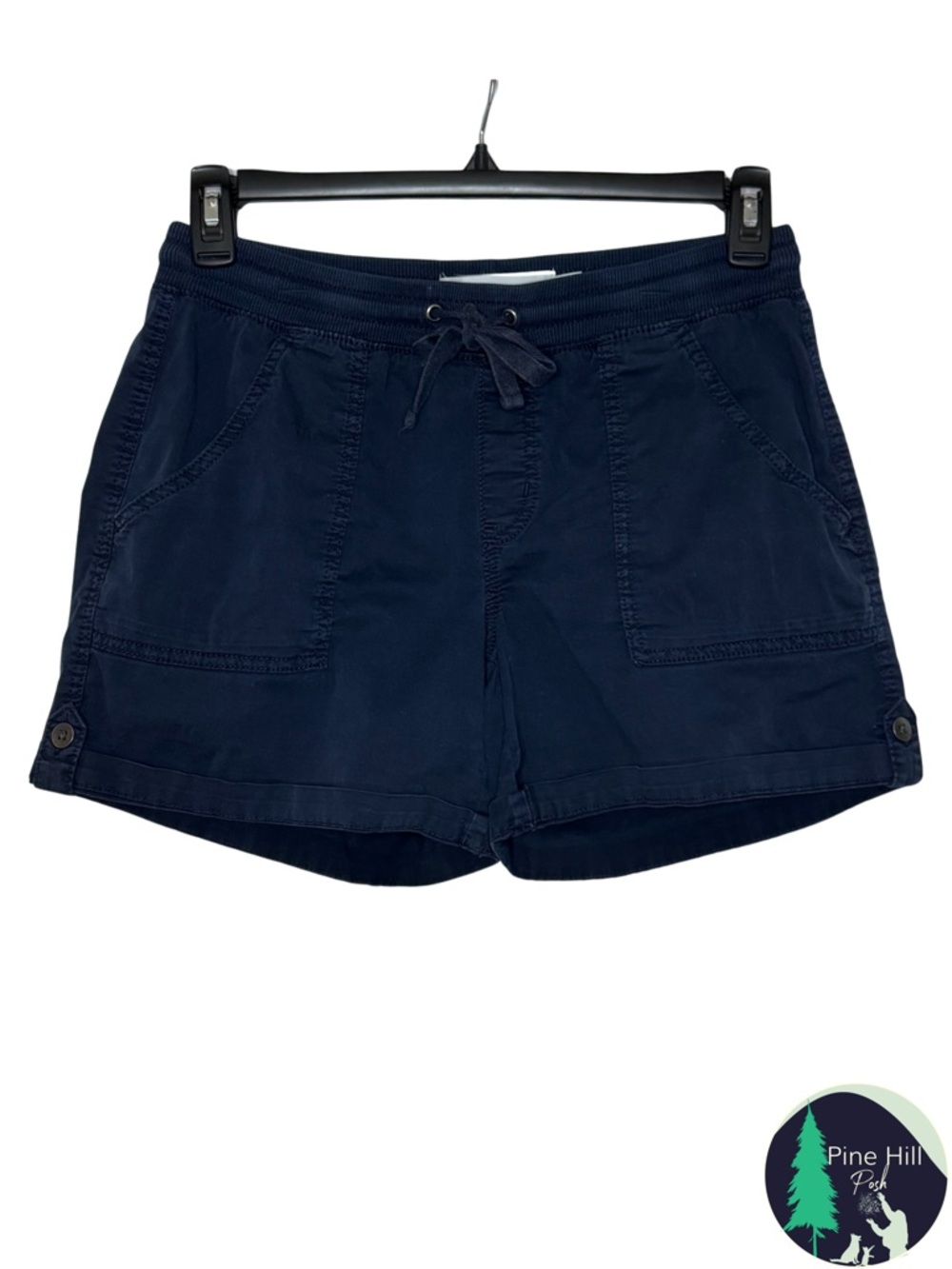 Sonoma Pull On Shorts Size 8 Navy Elastic Waist Drawstring Cotton Stretch Summer